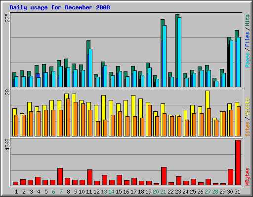 Daily usage for December 2008