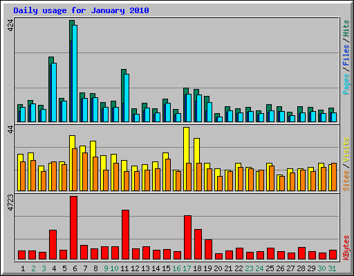 Daily usage for January 2010
