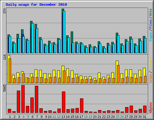 Daily usage for December 2010