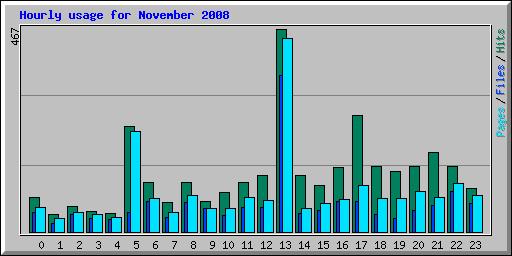 Hourly usage for November 2008