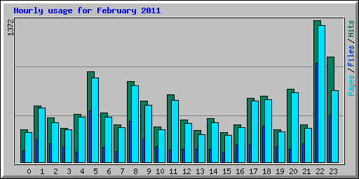 Hourly usage for February 2011